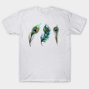 Peacock Feather Hand Drawn T-Shirt